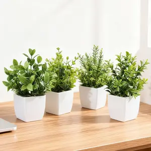 4 Pack Mini Artificial Potted Plants, Fake Greenery Faux Plants for Home Decor, Indoor Office Desk Table Shelf Bedroom Bathroom Farmhouse Decoration