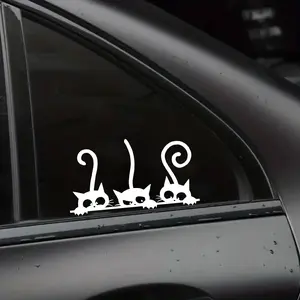 Peeking Cats Car Sticker Cute Cat Family Vinyl Decal for Car Window Laptop Water Bottle Funny Pet Aesthetic Trendy Sticker