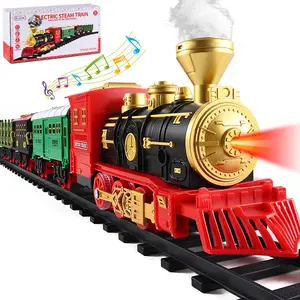 Metal Alloy Model Train Set,Electric Train Toy , with Realistic Train Sound,Lights and Smoke,Christmas Train gifts,birthday gifts train carriage