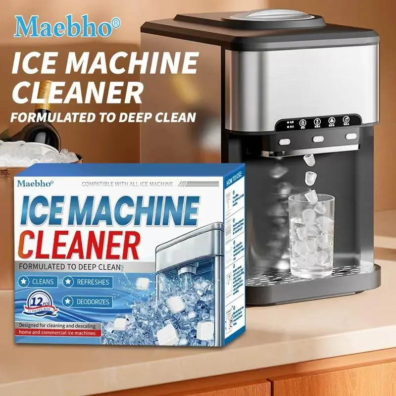 12PCS Ice Machine Cleaner Tablets – Kitchen Safe Descaling & Cleaning Solution, Compatible with All Ice Makers, Household Use，Summervibes