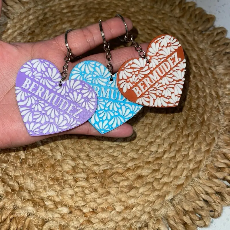 Heart Talavera Custom Last Name Keychain - Personalized Keychain with Heart Design and Last Name Option