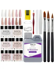 NOCIS Charm Macaron Crystal Nail Powder Gift Set - Fast Drying, Non-Yellowing Acrylic Liquid & Nail Art Tools, 3D Art, Acrylic Extension Powder, Unscented, Long-Lasting Shine