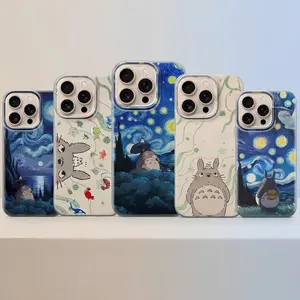 Totoro Starry Night Phone Case, Anime Forest Sky Cover for iPhone X, 11, 12, 13, 14, 15 & more – SS Galaxy S21 to S25 Ultra, Plus with Suction