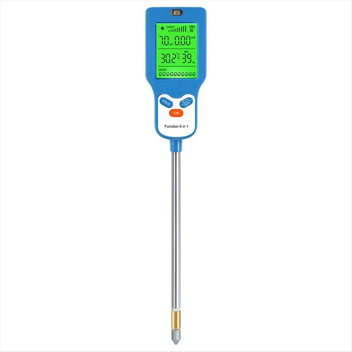 6-in-1 Soil Tester Multi-Function Digital Soil PH Meter Large Screen Digital Display Test Value PH Meter