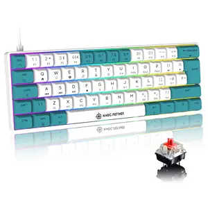 MAGIC-REFINER MK21 60% UK Layout Mechanical Keyboard, Linear Red Switch with 14 Chroma RGB Backlight, Dye-Sublimation PBT Keycaps, Full Anti-Ghosting & Type-C Wired for PC/Laptop