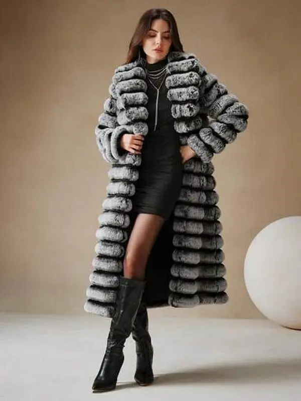 Women's Fashion Fur Jacket for Autumn/Winter, Mid-Length Coat for Holiday Party Clothes - Faux, Womenswear