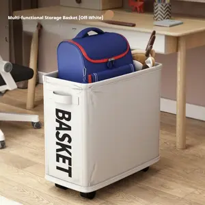 Foldable Yoga Mat Storage Basket, Fabric Laundry Hamper with Wheels, Oxford Cloth Dirty Clothes Bin, Home Use Organizer Box