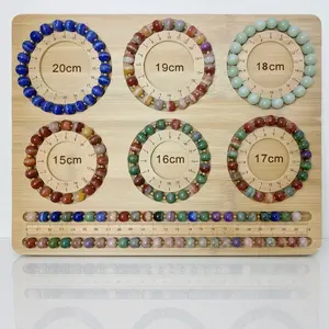 Bamboo Bead Board for Jewelry Making, Bracelet & Necklace Beading Tray with Multi-Size Layout and Clear Size Markings, Jewelry Making Board with Ruler Slot, Non-Slip Design Includes 4 Bonus Anti-Slip Pads, for Beginners, Hobbyists & Jewelry Designers