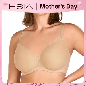 HSIA Women's Minimalist Basic Underwire Bra, AirMesh Honeycomb-Cup, Full Coverage Mesh, Lightly Lined, Plus Size, Adjustable Straps, T-Shirt Bra