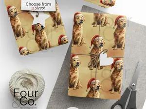 [Sale off up to 50%] Golden Retriever Christmas Wrapping Paper, Dog Wrapping Paper