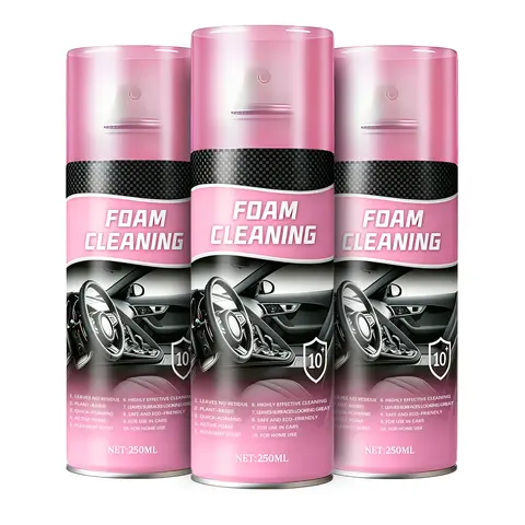 Car interior foam cleaning spray - car fine cleaning interiorcare package, easy spray cleaner suitable forleather/rubber/plastic, one-step tire polishing, specialproduct for car care
