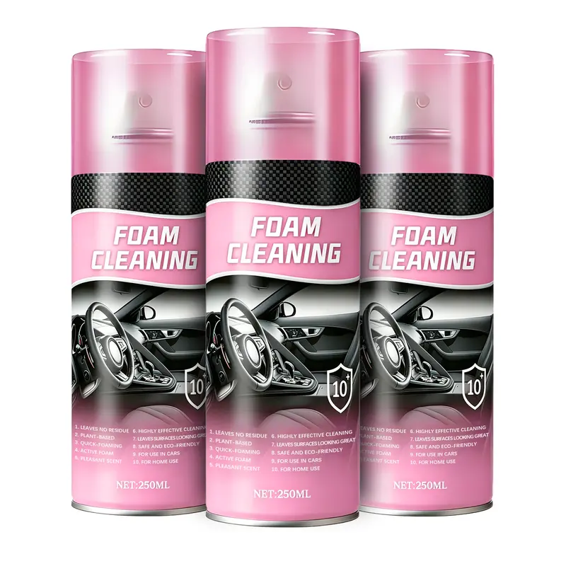 Car interior foam cleaning spray - car fine cleaning interiorcare package, easy spray cleaner suitable forleather/rubber/plastic, one-step tire polishing, specialproduct for car care
