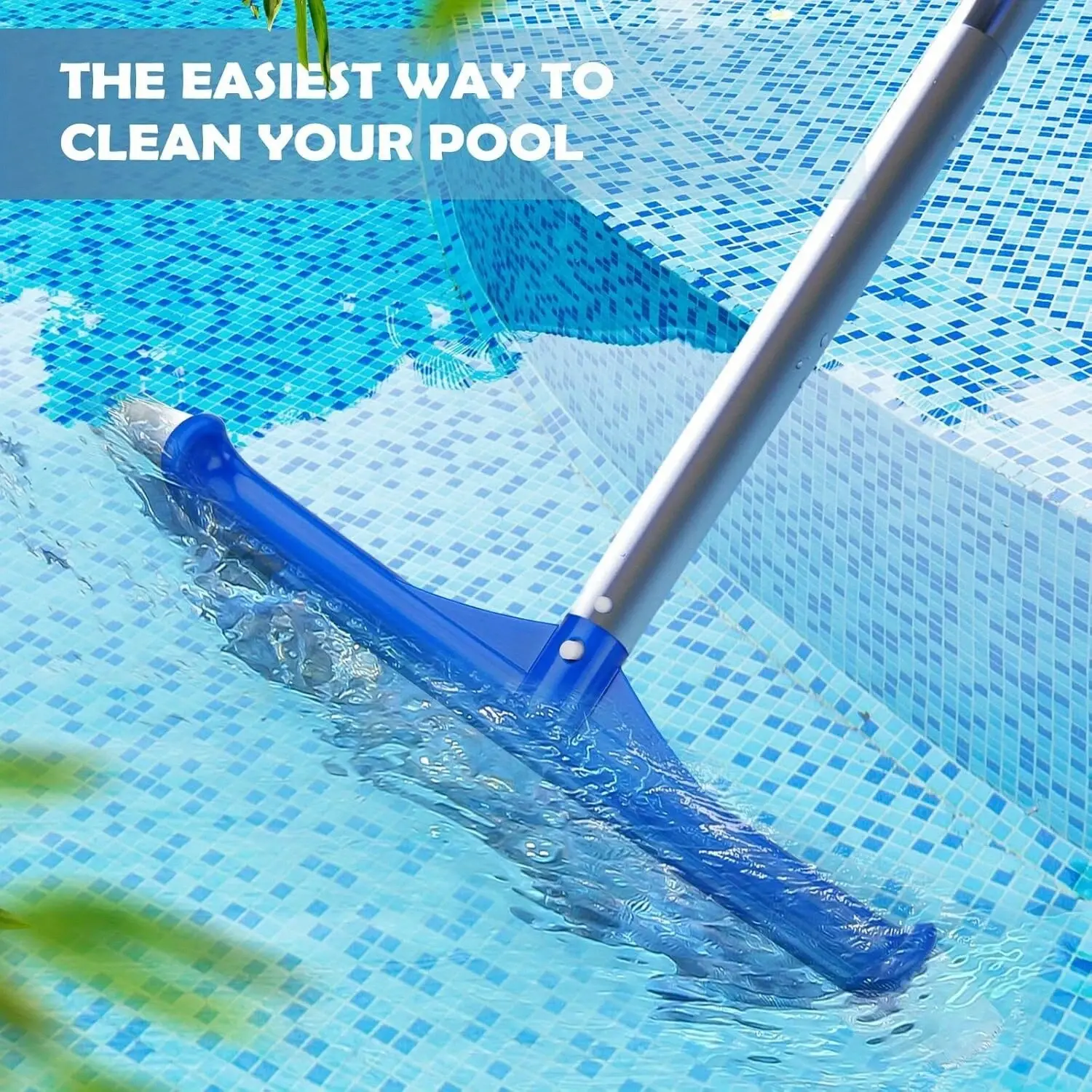 45cm Pool Wall Brush, Heavy Duty Swimming Pool Cleaner Brush for Algae & Dirt, Fits Standard Pool Pole, Pool Floor & Tile Cleaning Brush