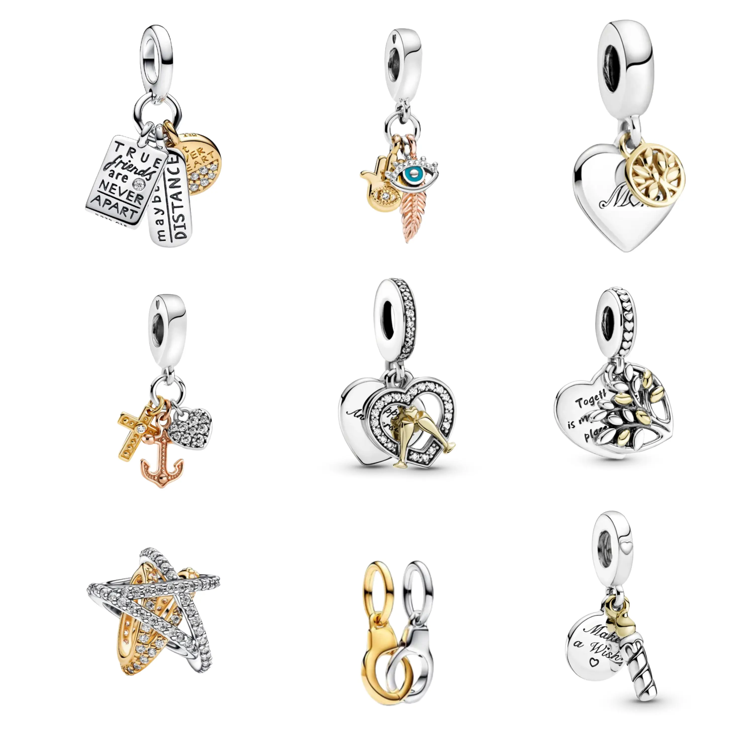 Friendship & Love Charm Beads for Bracelet | Heart, Evil Eye, Anchor & Meaningful Charms | Gift for Women