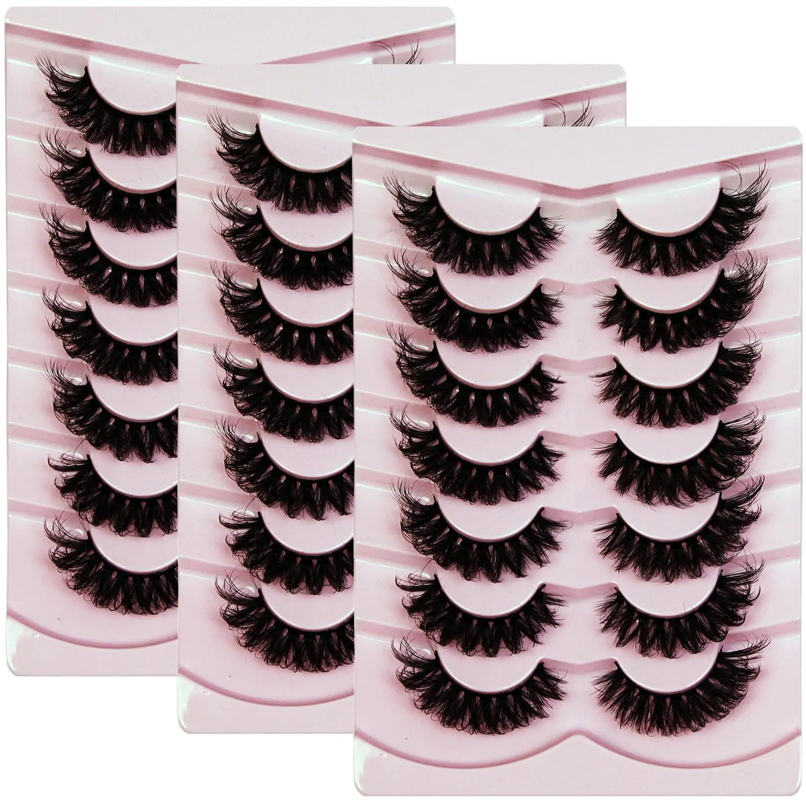 21Pairs/3Pack False Eyelashes Volume Fake Fluffy Dramatic D Curl Strip Lashes 18MM Thick Eye Lashes look like Lash Extension 6D Wispy Lashes Pack Volumized False Eyelashes High Quality Eyelashes Wispy Volume Set