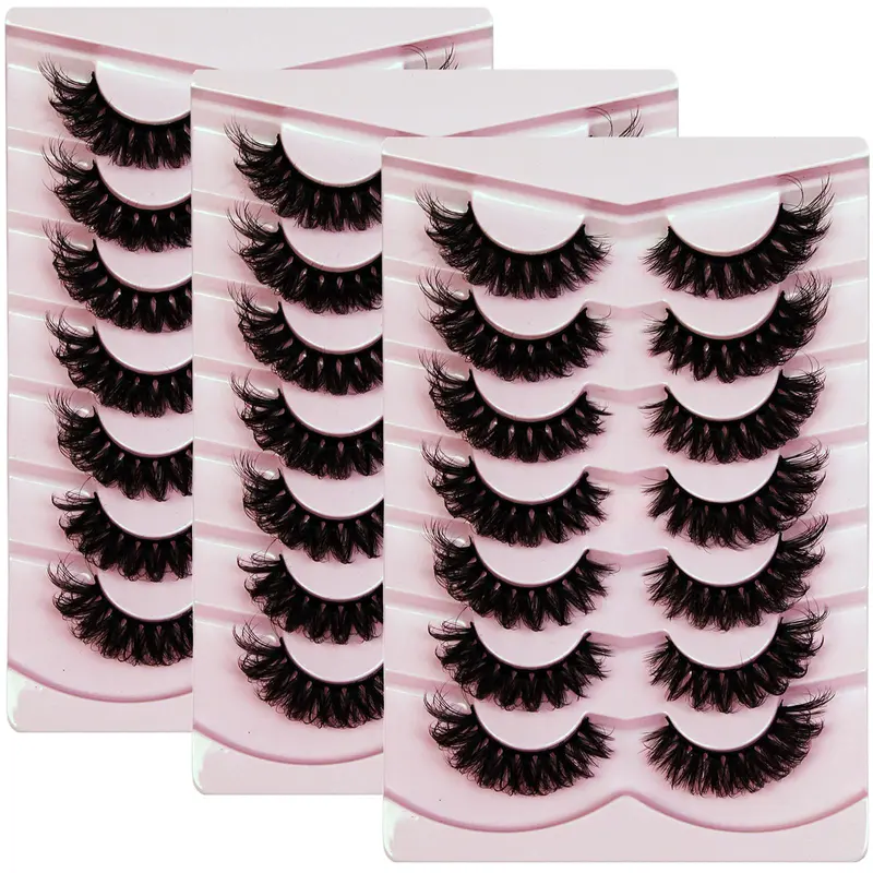 21Pairs/3Pack False Eyelashes Volume Fake Fluffy Dramatic D Curl Strip Lashes Eyelash Falsies 18MM Thick Eye Lashes look like Lash Extension 6D Wispy Lashes Pack Volumized High Quality Eyelashes Wispy Volume Set