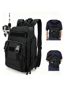 Tactical Fishing Backpack, 2 in 1 Convertible Crossbody Shoulder Bag, 600D Waterproof Molle Modular Lightweight Multi-Pocket Outdoor Travel Daypack for Hunting Camping Climbing Hiking Sports Travel Backpacks