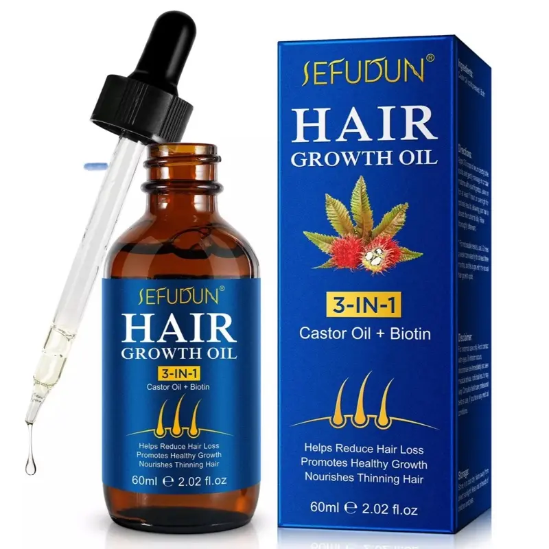 3in1 Hair Growth Oil with Biotin , Minoxidil 5% % Jamaican Castor Oil anti hair loss oil , prevents hair loss , encourages new hair growth