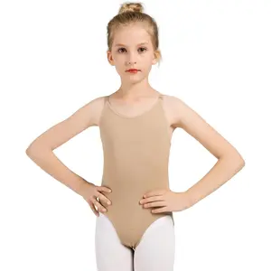 DANSHOW Women and Girls Nude Seamless Camisole Undergarment Leotard with Transition Straps
