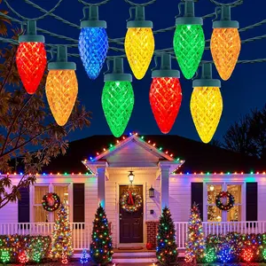 Brightown C9 LED Christmas Lights Outdoor 97ft 150 Multicolor Waterproof String Lights for Tree Patio Wedding Party UL Listed Energy Saving Shatterproof Decor