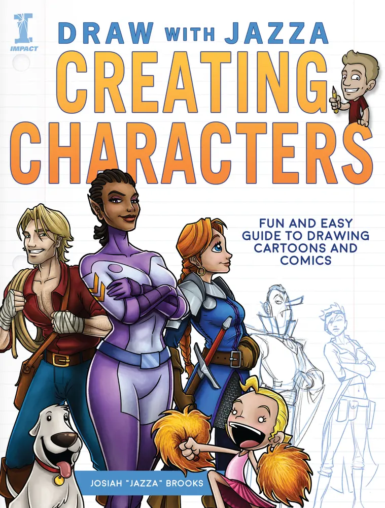 USED Book - Draw with Jazza - Creating Characters: Fun and Easy Guide to Drawing Cartoons and Comics by Brooks, Josiah (Paperback) - english