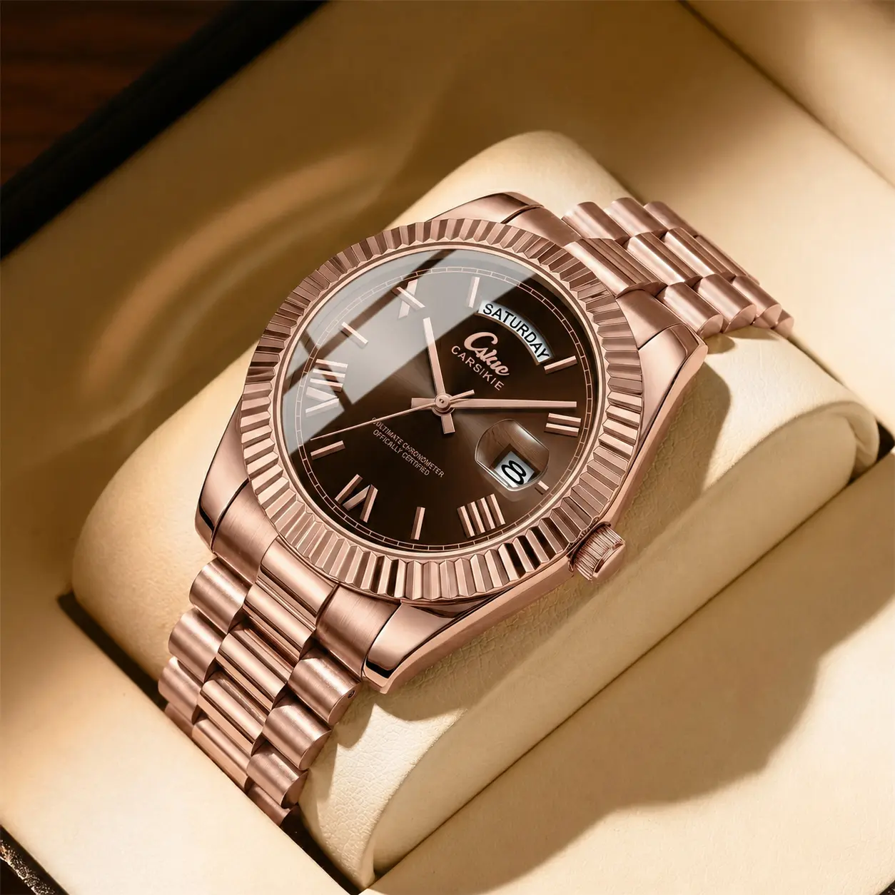 Men's Business Fashion Watch, Stainless Steel and Rose  Dress Watch, Durable Water Resistant Quartz Movement, Durable Watch analogue Chronograph adjustable tool style watch retro trendy mechanical self-winding multi-function  everyday accessory