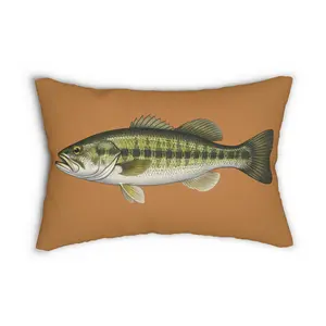 Largemouth Bass Lumbar Pillow | 20x14 Fish Decor, Made in USA