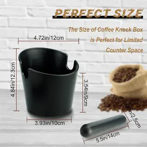 Compact Black Coffee Knock Box with Detachable Bar for Home & Cafe Use Perfect Size for Limited Counter Space Ideal for Versatile Coffee Preparation