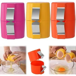 3PCS Egg Shell Opener, Egg Cracker Egg Peeler Egg Separator for Raw Eggs, Hard Boiled Egg Peeler Tool for Cutting Eggs, Eggs Breaker Kitchen Gadgets for Cooking Bakery (Orange&Pink&Yellow) Stainless Utensils Plastic Lightweight