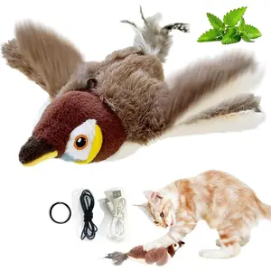2025 New Flapping Chase Cat Toy | Upgrade Interactive Bird Toy with Flapping Wings & Chirping Sounds! No Flying, No Batteries – Touch Activated, Lifelike Simulation of Sparrow! Must-Have for Indoor Cats