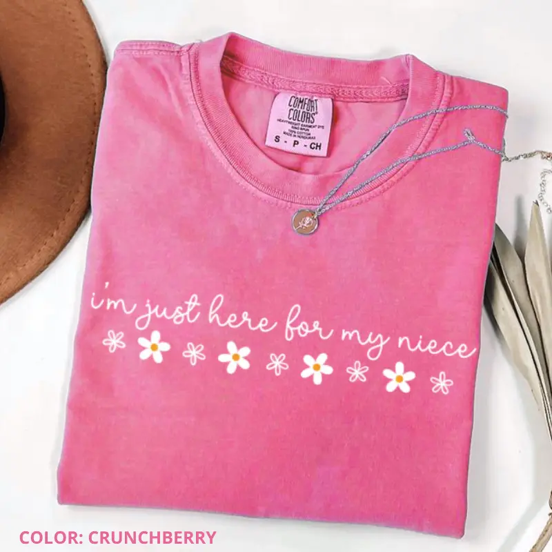 Comfort Colors I'm Just Here For My Niece Shirt, Cute Aunt Tee, Future Aunt Gift, Funny Aunt Shirt, Auntie Life Tee, Gift From Niece, Womens Cotton T-Shirt