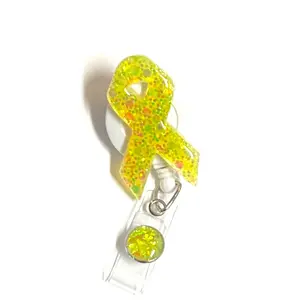 Yellow Awareness Ribbon Badge Reel, 2”, Retractable Swivel Alligator Clip, Endometriosis, Military Support, Suicide Prevention