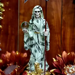 La Santa Muerte Dinero 9" Death Money Print statue grim reaper on money bag Religious Decor Decoration