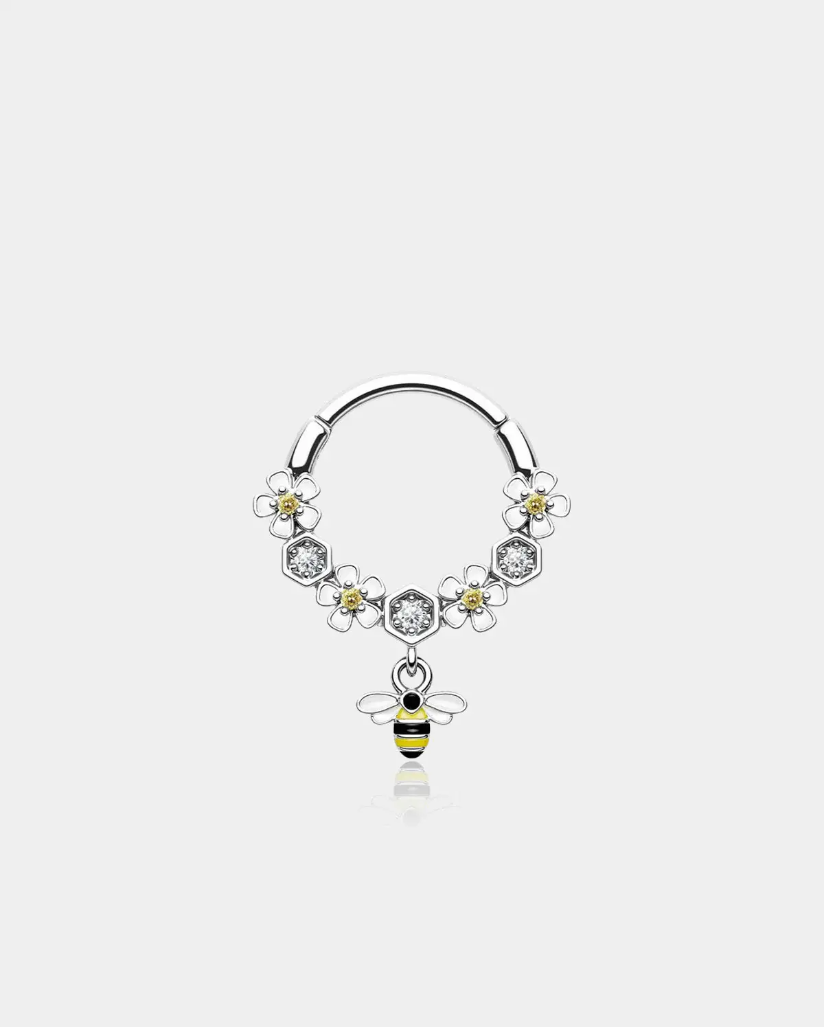 Bee and Flower Dangle Segment Septum Rings