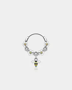 Bee and Flower Dangle Segment Septum Rings