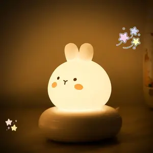 Kids Lamp Bunny Night Light Toddler Night Light Rechargeable Dimmable with 30 mins Timer Function Safe Silicone Material for Kids to Play with