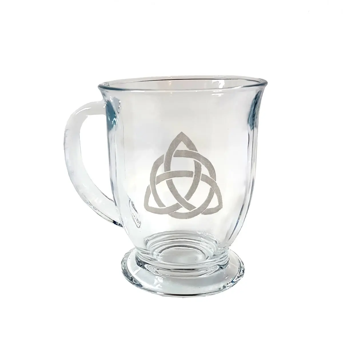 Lyoncraft COTR01 16 oz Trinity Knot Engraved Glass Coffee Mug