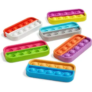 Ten Frame Sensory Bubble Poppers, Push Pop Fidget Toys for Kids, Math Manipulatives Kindergarten, Calm Down Corner Supplies, Fine Motor Skills, Toddler Travel Car Toys (Set of 6)