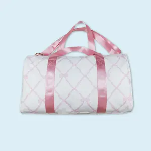 Adult pink bow duffle bag women weekend sports bag travel bag