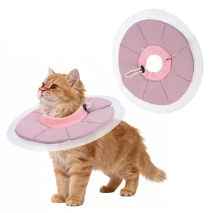 PETAXCELL Elizabethan Collar, Cat Cone Collar Pet Cones Cat Recovery Neck Donut Waterproof Adjustable Soft PVC(S, Pink) for Cats Small Dogs after Protective