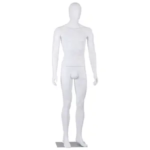 SUPERDEAL 73" Male Mannequin Full Body Model Stand with Adjustable Posture White Curly Hair Extensions Tape PP PVC Iron Material 187cm Height