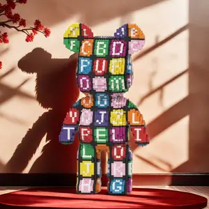 Bear Puzzle Building Blocks Set, Building Block Model, Creative Room Decor Gift for Birthday Halloween Valentine Christmas Holiday DIY Craft Hobby Home Decoration