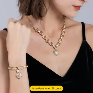 pendant necklace and bracelet set cubic sercimium low pseudo-jewel combination daily charm perfect gift for women