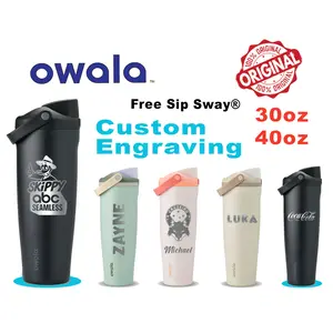 Personalized 30oz/40oz Owala FreeSip Sway Water Bottle, Laser Engraved Stainless Steel Bottle, Owala Custom Text Bottle, Bulk Water Bottle