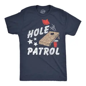 Mens Funny T Shirts Hole Patrol Sarcastic Cornhole Graphic Novelty Tee For Men Mens Funny T Shirts Cool Vintage Fashion T-Shirt Gift Classic Menswear Patriotic Apparel for Men Novelty Tees for Guys Navy -