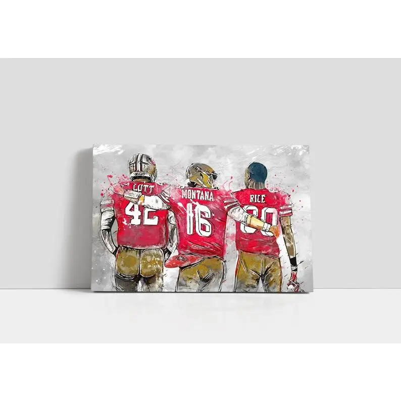Lot, Montana, Rice Poster Kansas City Chiefs Wall Art Football Canvas NFL Player Framed Canvas Print Sports Home Decor S60 Gift