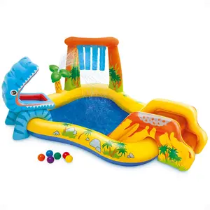 Intex Inflatable Kids Dinosaur Play Center Outdoor Water Park Pool with Slide