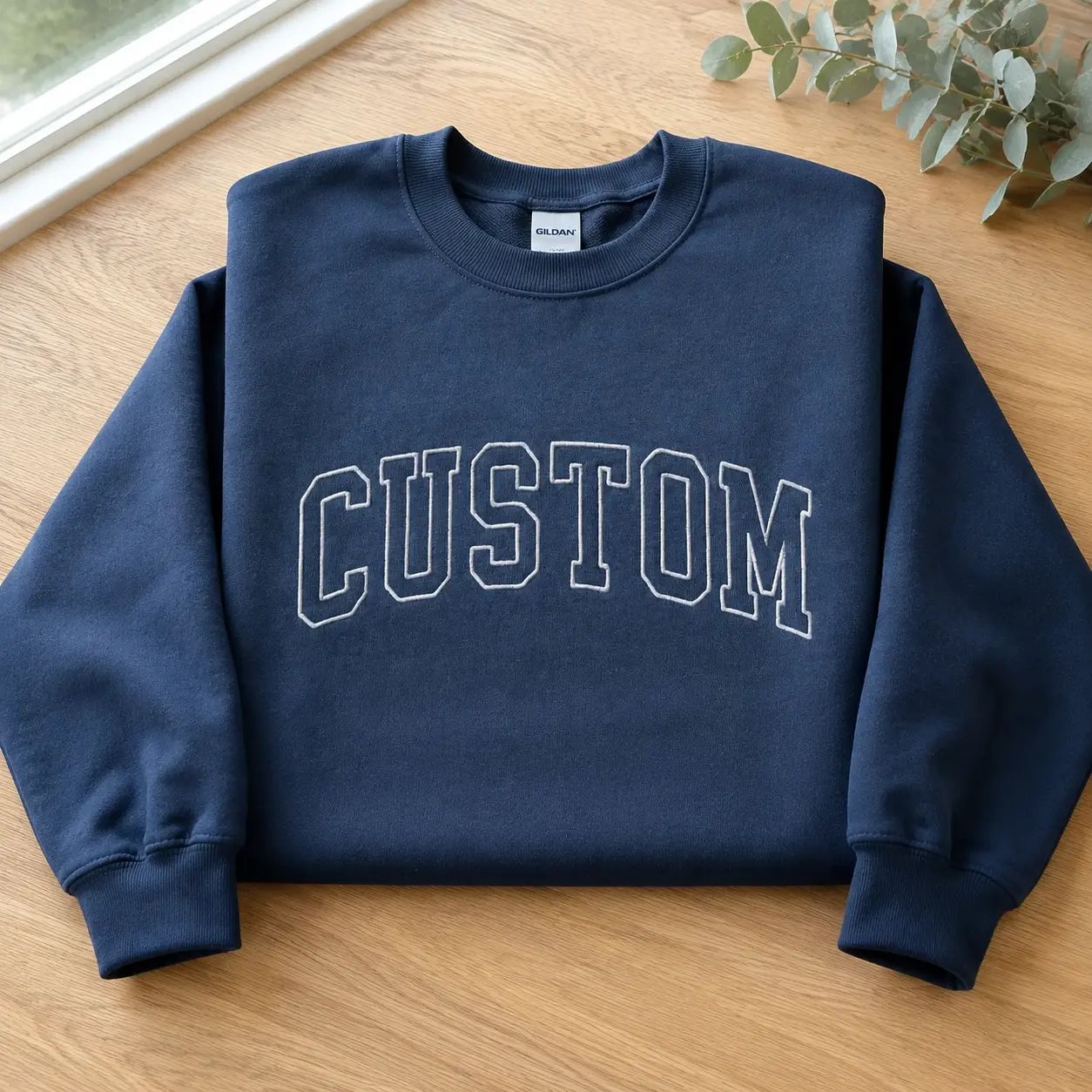 [MADE IN US] Custom Varsity Embroidered Sweatshirt, Personalized University Crewneck, Custom College Name Sweater, Graduation Gift for Students and Alumni