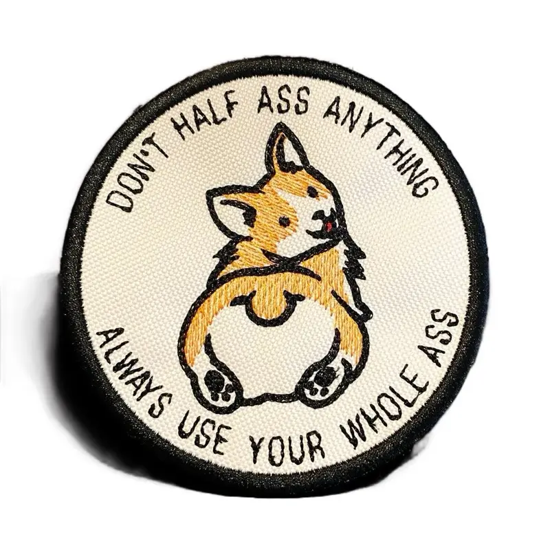 Corgi Motif Hand Embroidered Patch - 3.90 inches, Mixed Textile, Iron-On/Sew-On/Hook Backing, Embroidery Craft DIY Accessory, Adds Personality Gift for Dog Lovers
