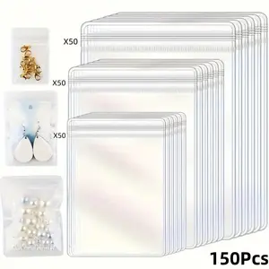 Jewelry Storage Bag, 150pcs/set Clear Jewelry Storage Bag, Portable Jewelry Organizer for Home & Travel, DIY Bead & Jewelry Craft Supplies, Durable Storage Organizer
